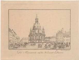 Dresden, die Frauenkirche auf dem Neumarkt von Südwesten, im Hintergrund rechts das Coselpalais