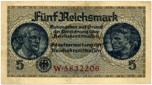 Geldschein, 5 Reichsmark, 1939 - 1944