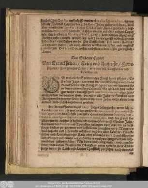 Das Siebende Capitel. Von Kranckheiten/ Krieg und Auffruhr/ ... / Früchten der Erden/ item von den Kauffleuten und Wanderern.