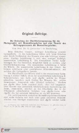 19: Die Bedeutung der Oberflächenspannung für die Photographie mit Bromsilbergelatine und eine Theorie des Reifungsprozesses der Bromsilbergelatine