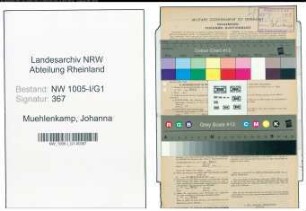 Entnazifizierung Johanna Muehlenkamp , geb. 08.03.1915 (Bueroangestellte)
