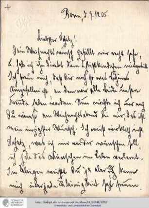 Brief vom 09.12.1905