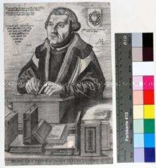 Porträt des evangelischen Theologen und Reformators Martin Luther als schreibender Gelehrter