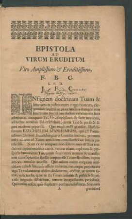 Epistola Ad Virum Eruditum.