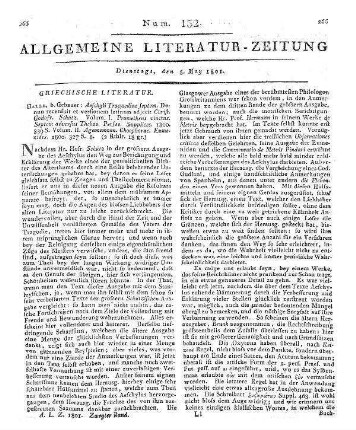 Aeschylus: Tragoediae Septem. Vol. 1-2. Denuo recensuit et versionem latinam adiecit C. G. Schütz. Halle: Gebauer 1800