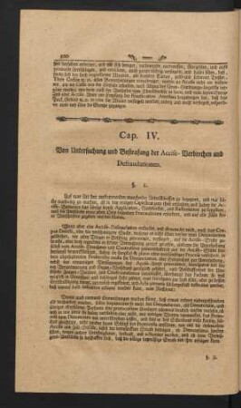 Cap. IV. Von Untersuchung und Bestrafung der Accise-Verbrechen und Defraudationen.
