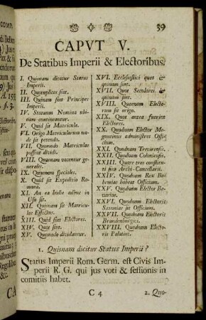 Caput V. De Statibus Imperii & Electoribus.