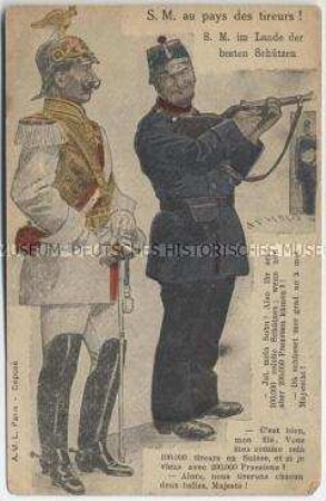 Französische satirische Postkarte gegen Kaiser Wilhelm II.