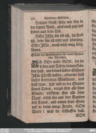 Gebätt der Umstehenden für einen sterbenden Menschen.