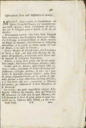 Osservazioni fatte nell' Anfiteatro d' Arezzo.