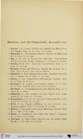 Moderne und alte Oelgemälde, Aquarelle etc. (Nr. 1-126)