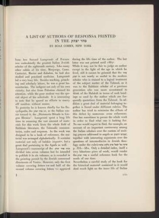 A list of authors of Responsa printed in the Pahad Yitshak