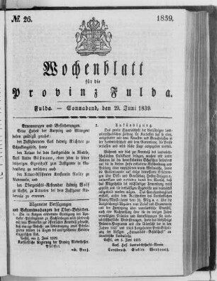 No. 26, Ausgabe vom 29. Juni 1839