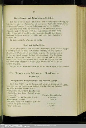 III. Maschinen und Instrumente. Metallwaaren überhaupt