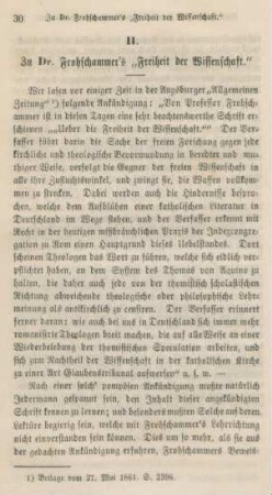 30-64 Zu Dr. Frohschammer's "Freiheit der Wissenschaft"