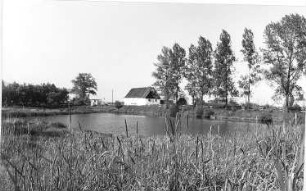 Markersdorf-Deutsch-Paulsdorf. Blick über Mühlteich zur ehem. Mühle