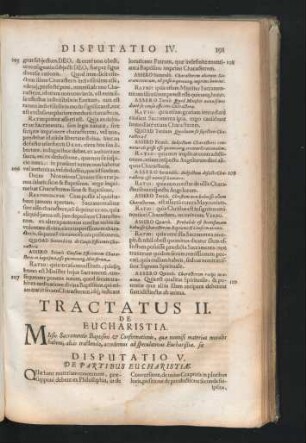 Disputatio V. De Partibus Eucharistiae.