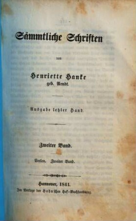 Sämmtliche Schriften : von Henriette Hanke. 2, Perlen ; 2