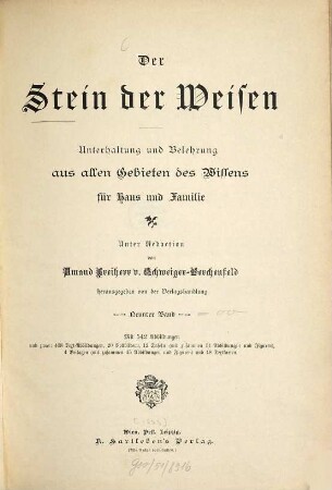 Der Stein der Weisen : illustrierte Zeitschrift zur Verbreitung volkstümlichen Wissens. 9. [1893]