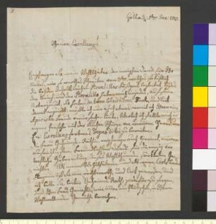Brief von Sachsen-Gotha und Altenburg, Friedrich Prinz von an Goethe, Johann Wolfgang von