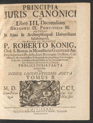 Tomus II: Ex Libro III. Decretalium Gregorii IX. Pontificis M.