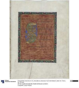 Evangelistar Heinrichs IV. (?), Zierseite zu Johannes 14,23 mit Initiale S