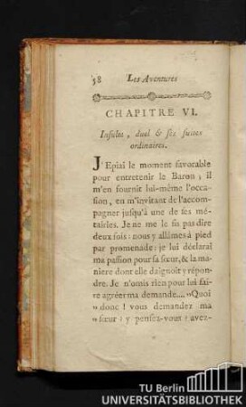 Chapitre VI. Insulte, duel & ses suites ordinaires.