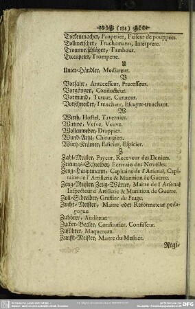 Register Derer, an welche obbemeldte Frantzösische, Italiänische und Teutsche Titul gestellet sind