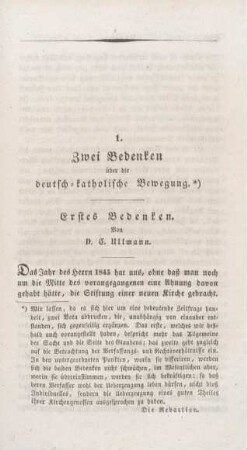 985-1026 Bedenken über die deutsch-katholische Bewegung : erstes Bedenken