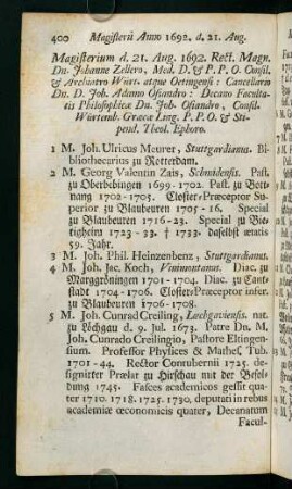 Magisterii Anno 1692 - 1697