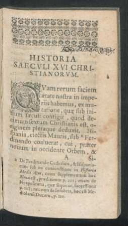 Historia Saeculi XVI Christianorum.