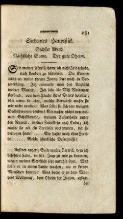 Siebentes Hauptstük. Sechster Abend. Nächtliche Scene. Der gute Oheim