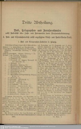A. Post- und Eisenbahnverkehr nebst angefügtem Brief- und Packet-Porto-Tarif
