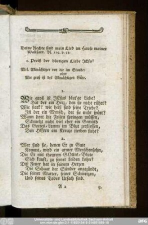 I. Preiß der blutigen Liebe Jesu!