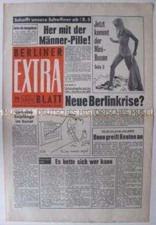 Linke Boulevard-Zeitung "Berliner Extra Blatt" u.a. über Prostitution und zum Kampf der IG Metall in Berlin (West)