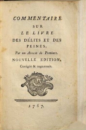 Commentaire Sur Le Livre Des Délits Et Des Peines