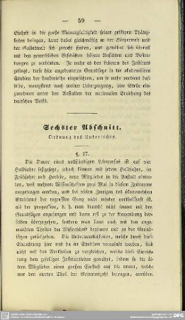 Sechster Abschnitt. Ordnung des Unterrichts