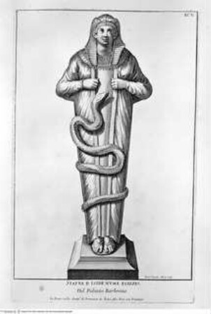 Raccolta di statue antiche e moderne / data in luce sotto i gloriosi auspicj di N.S. Papa Clemente XI. da Domenico de Rossi. Illustrata colle sposizioni a ciascheduna immagine di Paolo Alessandro Maffei Roma : Stamperia alla Pace Domenico de Rossi, 1704.Sog. "Isis" (Tafel XCV) - Raccolta di statue antiche e moderne...