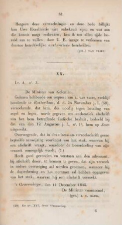 XX. La. A., no. 3. De Minister van Kolonien