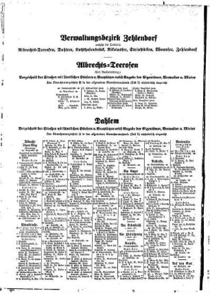 Albrechts=Teerofen, Dahlem, Kohlhafenbrück, Nikolassee