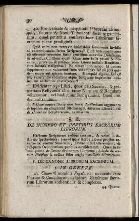§. II. De Numero Et Partibus Sacrorum Librorum.