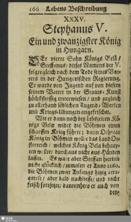 XXXV. Stephanus V. Ein und zwanzigster König der Hungarn