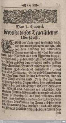 Das I. Capitel. beweiset dieses Tractätleins Uberschrifft.