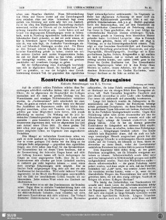 Konstrukteure und ihre Erzeugnisse (Fortsetzung und Schluß)