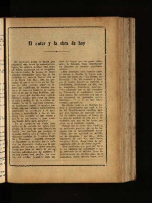 El autor y la obra de hoy
