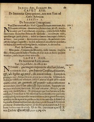 Caput XVII. De Sententiae Conceptione, nec non Voti ad Caesar, Relatione.