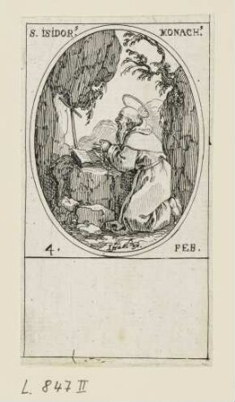 Feburar - Heiliger Isidor, Blatt 10 der Folge "Les images de tous les saincts et saintes de l'année"