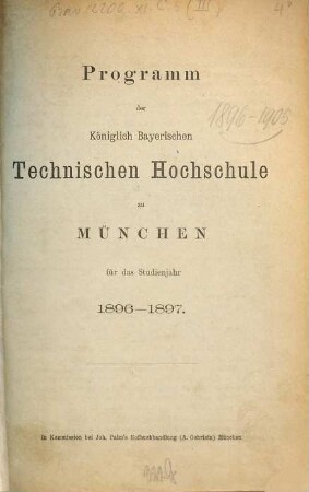 Programm : für d. Studienjahr .... 1896/97