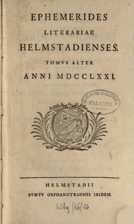 Ephemerides Literariae Helmstadienses. 2. 1771