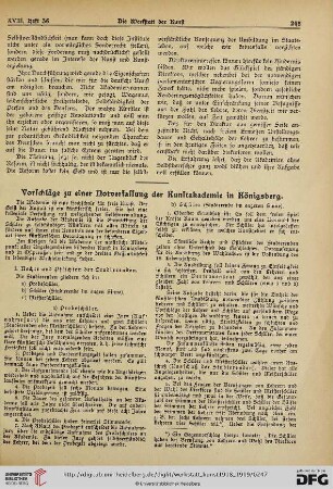 18: Vorschläge zu einer Notverfassung der Kunstakademie in Königsberg